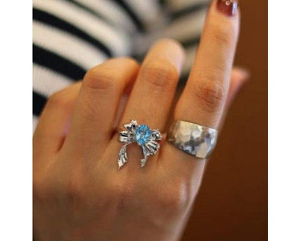 Princess Style Blue Topaz -ringen - verstelbaar
