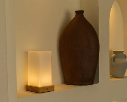 Zayn lichtbruine houten oplaadbare lamp L Dimmable & draadloze en goede batterij