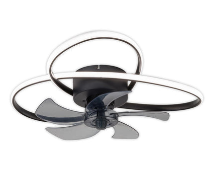 Modern LED -plafondlicht "Riccio" inclusief ventilator, nachtlichtfunctie, dim- en lichttemperatuurinstelling is uitgerust met stevig geïnstalleerde LED's en heeft een geschatte Øvon 58 cm.