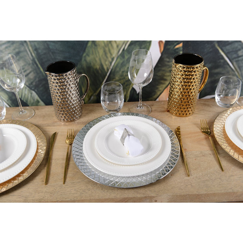 Veel 4 rondes van zilver gehamerd driehoekshanddoeken