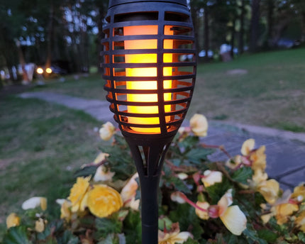 3 Set LED Earth Spit "Torch" 58 cm gemaakt van grijs plastic, met geïntegreerd LED, zonnelampje voor buiten
