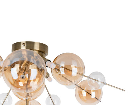 Plafondlamp "explosie" Amber gemaakt van metaal en glas, G9 -versies, plafondlamp voor eetkamer, woonkamer, gang of kantoor, Ø57 cm