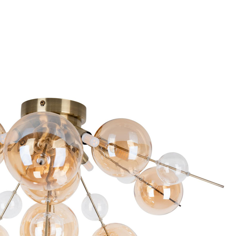 Plafondlamp "explosie" Amber gemaakt van metaal en glas, G9 -versies, plafondlamp voor eetkamer, woonkamer, gang of kantoor, Ø57 cm