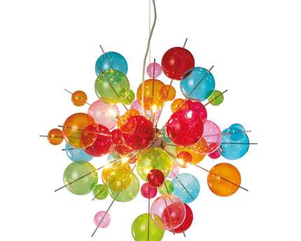 Hanger lamp "explosie" gekleurd gemaakt van metaal en glas, G9 -versies, hangende lamp voor eetkamer, woonkamer, hal of kantoor, Øca. 65 cm