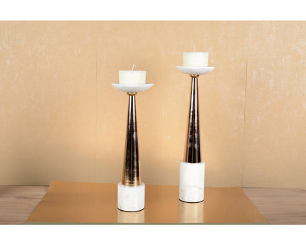 Witte en vergulde roze marmeren knop 12x12x42cm