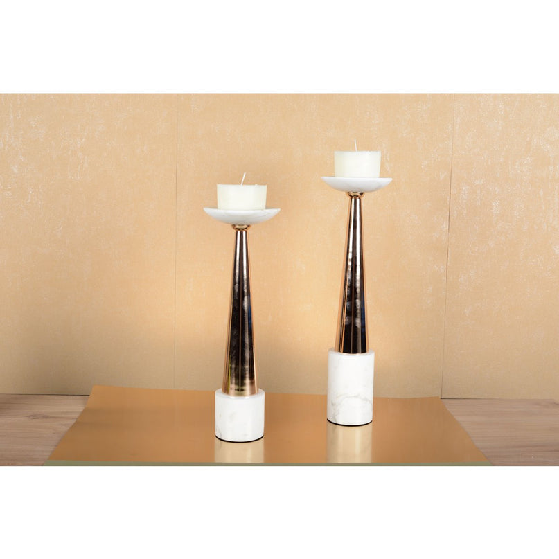 Witte en vergulde roze marmeren knop 12x12x42cm