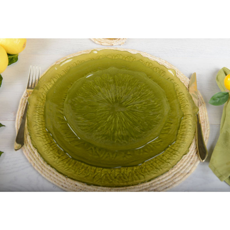 21 cm groene dessertplaat - citroen