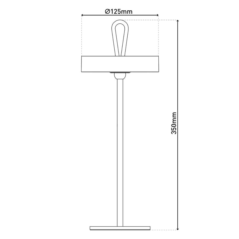 LED -batterijtafellamp magnetisch voor buiten en binnen, gemaakt van metaal en plastic in grijs, 36 cm hoog