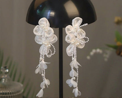 Lace Flower Crystal Bruidsoorbellen-Geen piercing