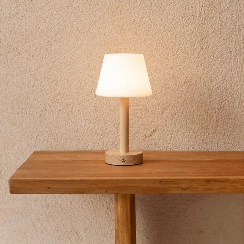 Zoë Lichtbruine Houten Oplaadbare Tafellamp | Dimbaar, USB-C, batterijduur van 80 uur