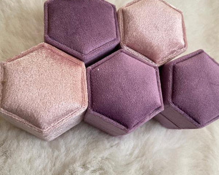Zeshoek Velvet Wedding Ring Box-Pinky kleuren