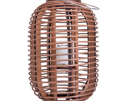 Decollicht "Korbinian" inclusief Solar Led Candle voor tuin en terras, zonnelamp gemaakt van bruin rotan, hoogte 32 cm