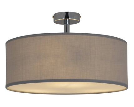 Textielplafondlamp "New York", klassieke plafondlamp met tekstbladen in grijs, met E27 -aansluiting, plafondlicht 40 cm in diameter, geschikt voor de hele woonruimte