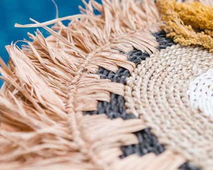 Placemat PAGU (set van 2, 4 of 6) 45 cm | Boho Placemat met Franjes gemaakt van Raffia