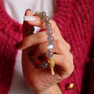 Labradoriet kralen armband met boeddhisme gelukkige charms