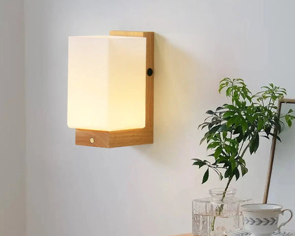 Bowie lichtbruin oplaadbare houten wandlamp - draadloze, dimbare en stijlvolle verlichting