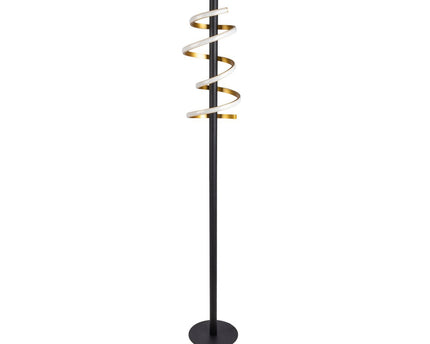 LED staande lamp "Belleza", moderne metalen vloerlamp en plastic in zwart, goud en wit, met stevig ingebouwde LED's, 140 hoog, verlichting voor woonkamer, eetkamer, slaapkamer of kantoor.