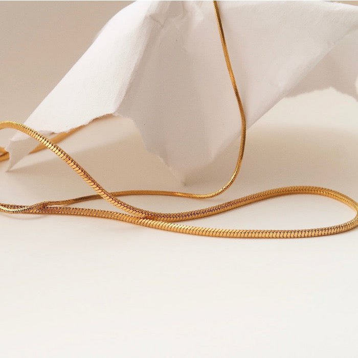 Slanke ketting met visgraatmotief - Vierkant