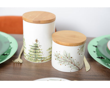 Pot met houten deksel 10x10x9.4