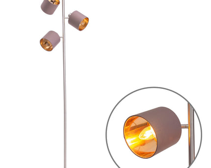 Staande lamp "maron" gemaakt van metalen satine-mat met stof paraplu's in bruin, met E14-aansluiting, voor eetkamer, woonkamer, gang of kantoor, lamp voor woonkamer, eetkamer, hal en kantoor, staande lamp in 153 cm High