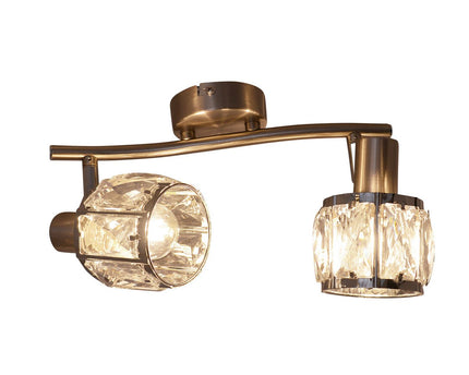 2-serie geleide plek "Josefa", metalen plafondlamp en glas in roestvrijstalen look, met E14-versie Filamentlampen inbegrepen, voor woonkamer, eetkamer, gang of gang 28 x 8 cm