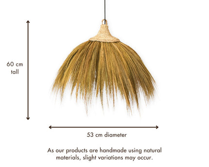 Grote lampenkap van zeegras – natuurlijke hanglamp met franjes – Boho hanglamp – handgemaakte tropische hanglamp MAWANA (Ø 53 cm)