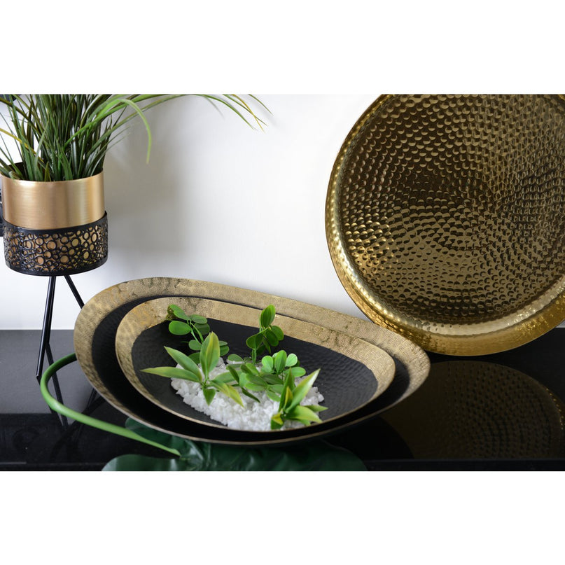 Metaalplantondersteuning met gouden vaas H.34 cm