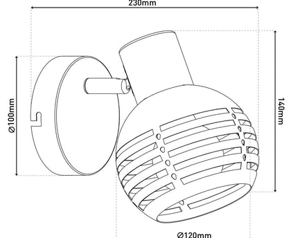 1er muur- en plafondlamp, plek "casco" gemaakt van metaal in zwart en goud, met E27 -aansluiting, 23 x 12 x 14 cm. Stijlvolle verlichting voor woonkamer, eetkamer of keuken.