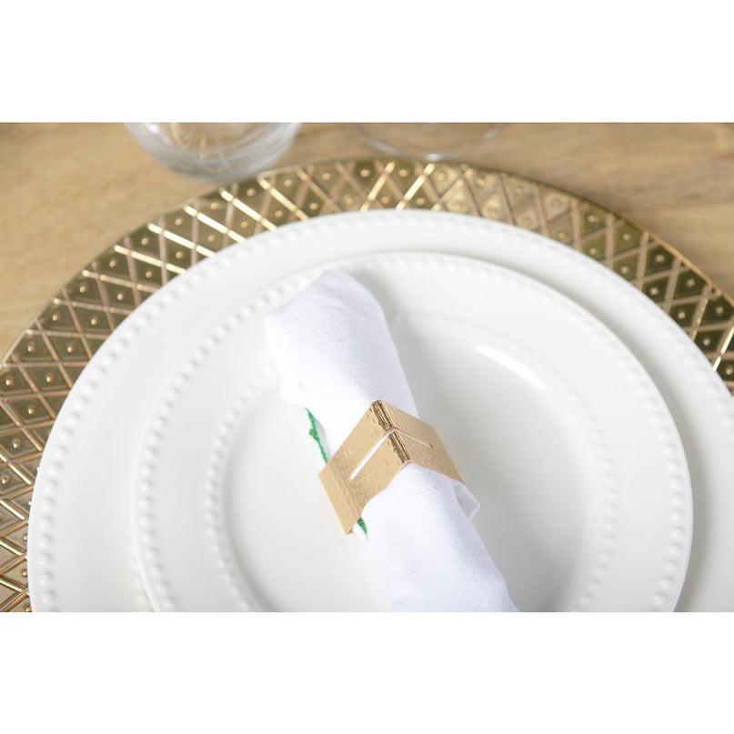 Set van 4 rondes van vergulde gehamerde driehoekige handdoeken