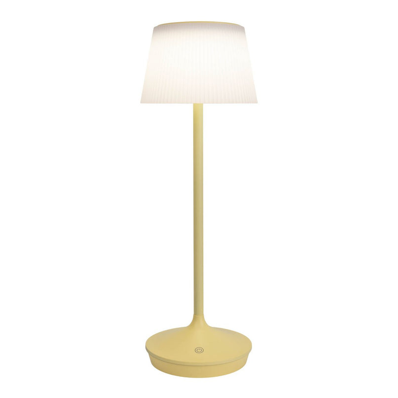 Zonne -batterijlamp "EMMI" 38 cm hoog, paraplu Ø 13 cm, metaal in geel en wit plastic, voor de buitenruimte, dimable CCT.