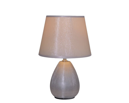 Keramische tafellamp H: 31 cm "Simply Ceramics", tafellamp gemaakt van keramiek, zilver, met E14 -aansluiting, voor eetkamer, woonkamer, gang of kantoor, 31 cm hoog