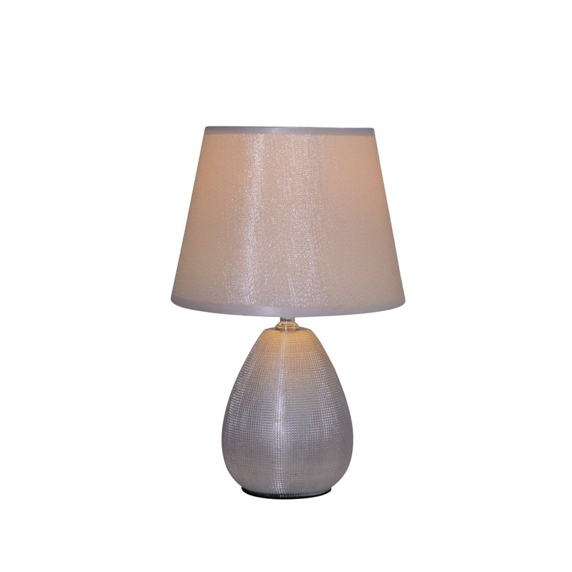 Keramische tafellamp H: 31 cm "Simply Ceramics", tafellamp gemaakt van keramiek, zilver, met E14 -aansluiting, voor eetkamer, woonkamer, gang of kantoor, 31 cm hoog
