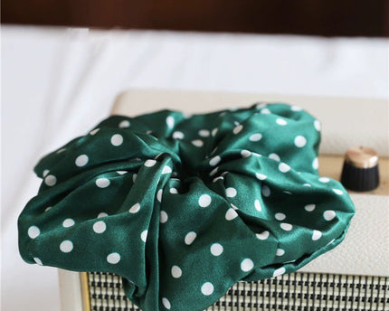 Polka Dot 100% zijden haarscrunchie - 6 cm breed