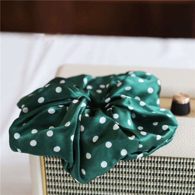 Polka Dot 100% zijden haarscrunchie - 6 cm breed