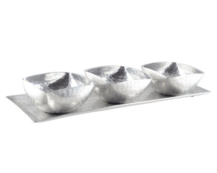 Set van 3 kopjes op aluminium plaat
