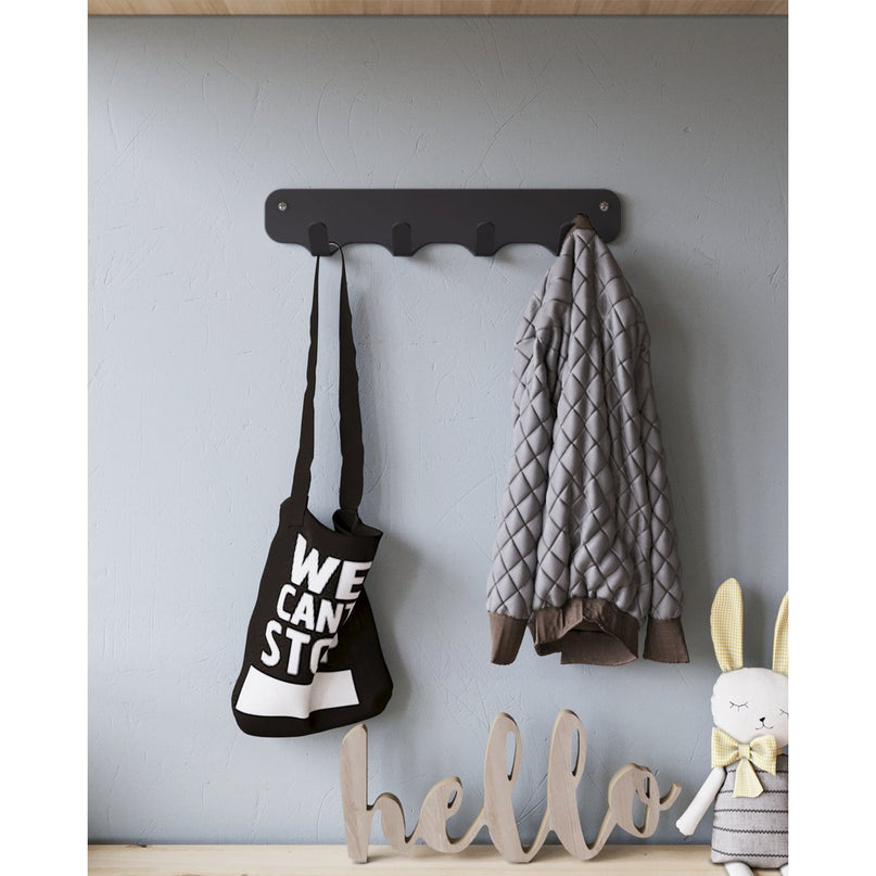 Gorillz Rounded Four Industriële Wandkapstok 4 Kapstok haken - Zwart