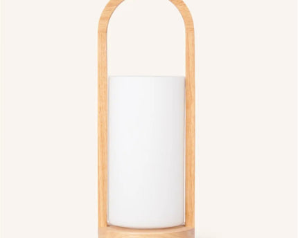 Evie Lichtbruine Oplaadbare Houten Tafellamp – Dimbaar & Snoerloos