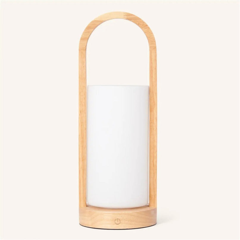 Evie Lichtbruine Oplaadbare Houten Tafellamp – Dimbaar & Snoerloos