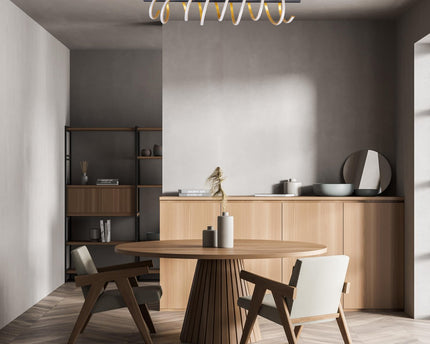 LED -plafondlicht "Belleza", moderne metalen plafondlamp en plastic in zwart, goud en wit, met stevig gebouwd -in LED's, 100 cm lang. De ideale verlichting voor woonkamer, eetkamer of kantoor.