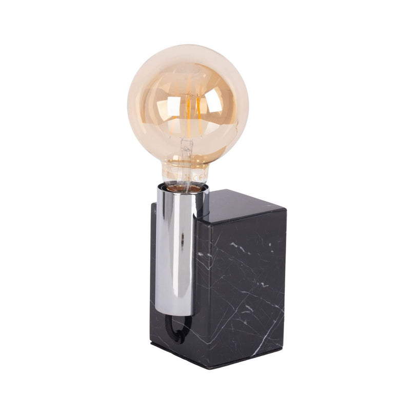 Marmeren lamp "Gemma" 16 cm hoog, gemaakt van marmer en roestvrijstalen metaal, E27-aansluiting, verlichting voor eetkamer, woonkamer, gang of kantoor