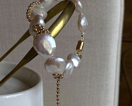 Unieke barokke parelmuntkralenarmband