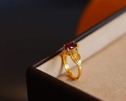 Echte Ruby Solitaire Ring-verstelbaar