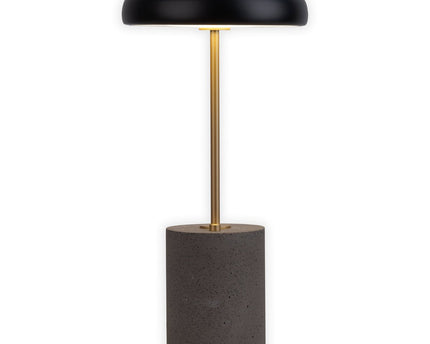 Batterijlamp "seta" zwart 30 cm hoog gemaakt van metaal en beton, met een stevig gebouwd -in LED