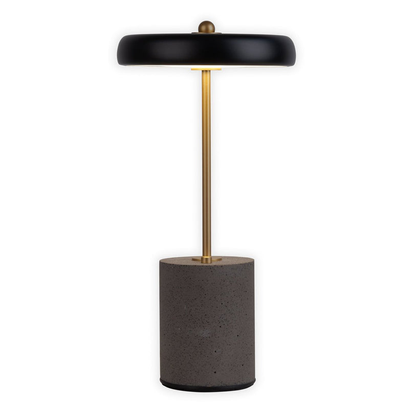 Batterijlamp "seta" zwart 30 cm hoog gemaakt van metaal en beton, met een stevig gebouwd -in LED