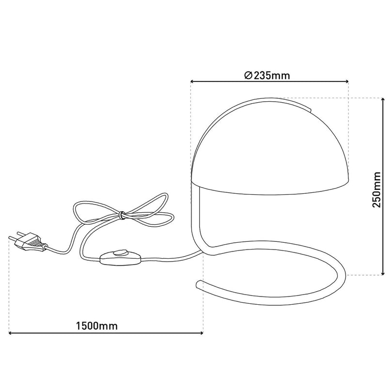 Tafellamp "Burano" wit, ca. 25 cm hoog, Ø 23,5 cm, gemaakt van chroom -gekleurd metaal en zwart glas, E27.