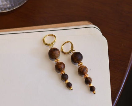 Agarwood kralen drop oorbellen-natuurlijke geur