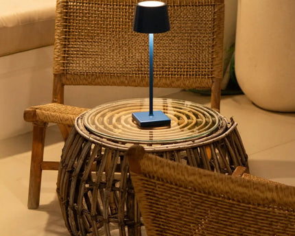 Wouter delftware blauw oplaadbare tafellamp-draadloos opladen, dimable, 120 uur batterijduur