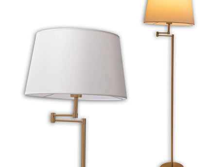 Staande lamp "Bologna" Hoogte 158 cm gemaakt van metaal in Matt Brass, Beier TextalsPreu, E27