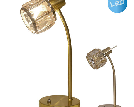 LED -tafellamp "Josefa", tafellamp gemaakt van goud en glas in goud, met E14 -aansluiting, voor eetkamer, woonkamer, gang of kantoor, voor woonkamer, eetkamer of als bedlamp, 34,5 x 17,5 cm
