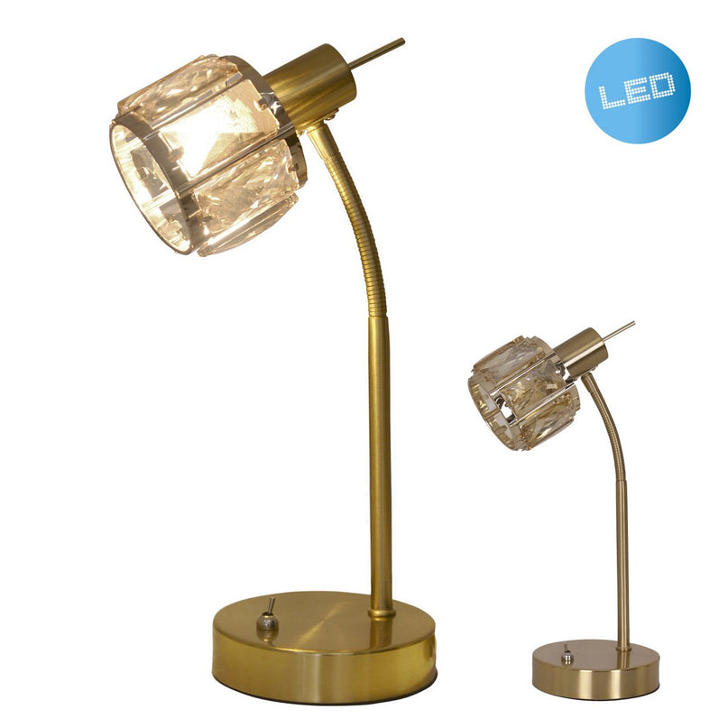 LED -tafellamp "Josefa", tafellamp gemaakt van goud en glas in goud, met E14 -aansluiting, voor eetkamer, woonkamer, gang of kantoor, voor woonkamer, eetkamer of als bedlamp, 34,5 x 17,5 cm